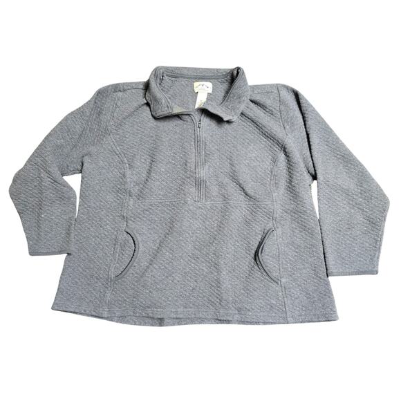Blue Mountain 1/4 Zip Pullover Gray Quilt Pattern Sweater size 1X- Flaws - Picture 1 of 8
